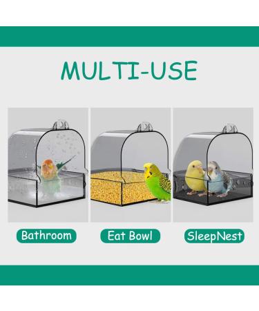 Hamiledyi Bird Cage Bath - Hanging Parrot Bath Box for Budgies, Cockatiel, Canary, Conure - Bird Bathing Accessories for Small Pets - Buy Online on GoSupps.com