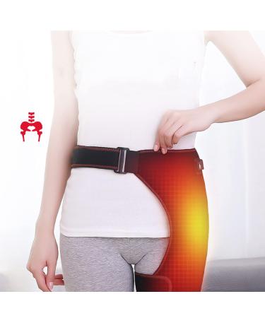 Heated Groin Support Bandage Thigh Support Groin Brace Sciatica with Adjustable Compression Wrap for Hip Groin Wrap for Pulled Muscles Hip Strap and Sciatic Nerve Relief Fits Men & Women