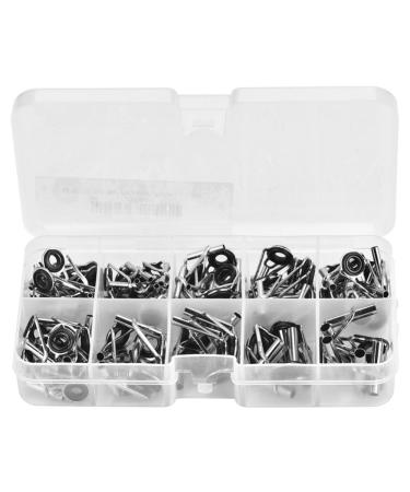 Dilwe 80 pieces of fishing rod repair leader ring stainless steel ceramic rod ring fishing ring lace repair parts rod tip repair set for fresh water salt water