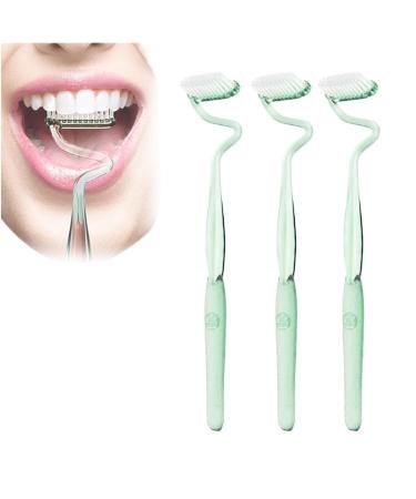 Multi-Functional S-Shaped Toothbrush S-Shape Toothbrush Adults Scientific Vertical Brush Soft-Bristleded Tongue Coating Interdental Brush (Color: Green Size: 3Pcs) 1 piece (1 Pack) Green
