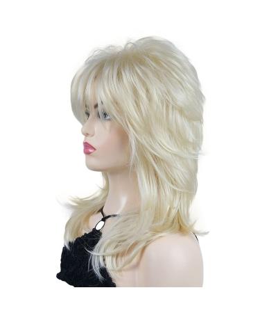 Shaggy Layered Wig with Bangs | Shoulder Length Natural Straight Shags | Soft Synthetic Hair | 613 Blonde - Buy Online on GoSupps.com