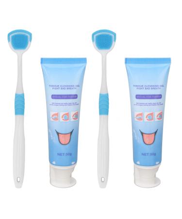 Tongue Cleaning Kit Tongue Cleaning Gel with Brush Oral Thrush Treat ment for Mouth Oral Care Removes Oral Odor Breath Tongue Coating Cleaning Breath for Adults 2 Sets