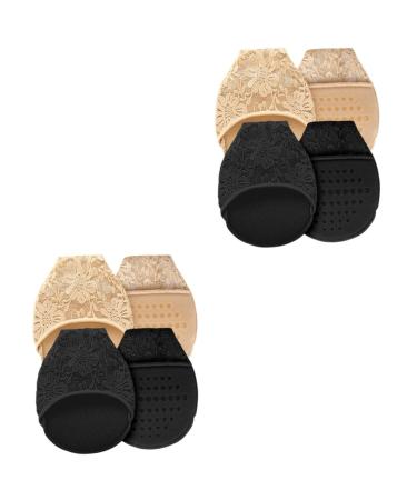 Holibanna 4 Pairs Lace Forefoot Pad Comfort Heels Ladies Heels Metatarsal Pads for Women Half Sweat Absorbing Socks Peep Toe Heels Socks for Heels Cotton Pad Miss Floor Mat