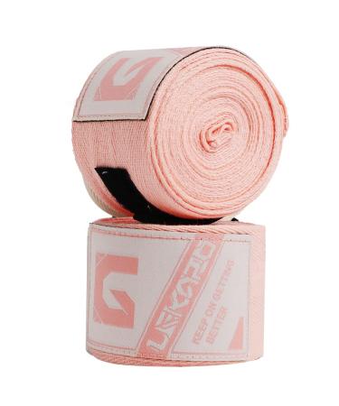 LEKRO Elastic Cotton Boxing Hand Wraps for Muay Thai MMA Training for Men & Women 160 inch pink