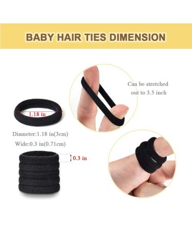 120 Pack Small Black Toddler Hair Ties for Girls & Women - Seamless Cotton Hair Ties 1.18 Inch - Thick Hair Accessories in Black - Buy Online on GoSupps.com