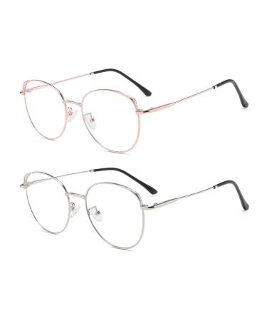 Blue light filter glasses anti blue light glasses computer glasses cat eye without sealing thickness metal frame glasses pc gaming bloodelight filter uv block blue light glass women ros gold+silver