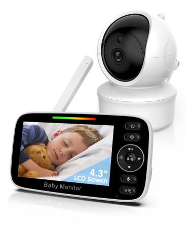 MOXTOYU Video Baby Monitor 4.3" HD Large Screen Baby Monitor with 2-way Talk Baby Monitor with Camera and Audio Night Vison Temperature Feeding Reminder 8 Lullabies ECO Mode Gift for Newborn Sm43c