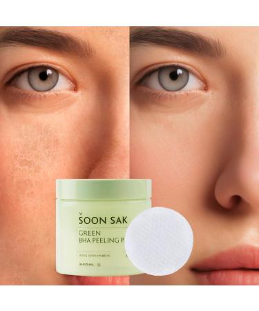 Green BHA Soonsak Peeling Pad - 60 Exfoliating Facial Toner Pads for Pore Tightening Soothing & Hydrating Skincare with Fruit Extract - Korean Chemical Peel Pads - Buy Online on GoSupps.com