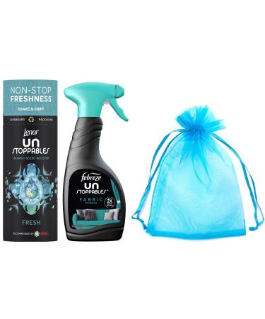 Unstoppables Fresh Scent Pack: Lenor Laundry Perfume in-Wash Scent Booster Beads 1Pk x 176gr + Febreze Fabric Refresher Spray 1Pk x 500ml + Our Gift for You: Organza Bag Size: 9x7x0.1cm