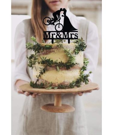 Bicycle Kissing Bride and Groom Wedding Cake Topper Black Acrylic Mr & Mrs Wedding Cake Topper Funny Wedding Cake Topper Bridal Shower Cake Topper - Buy Online on GoSupps.com