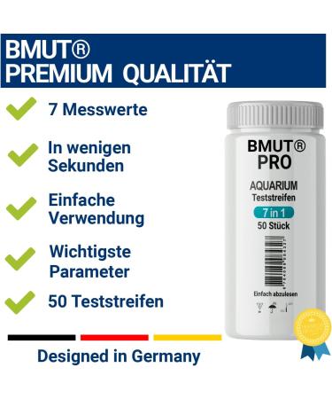 BMUT 100x 7-in-1 Aquarium Test Strips | Water Quality Tests for Pond & Fish - 2x50 Pack - Buy Online on GoSupps.com