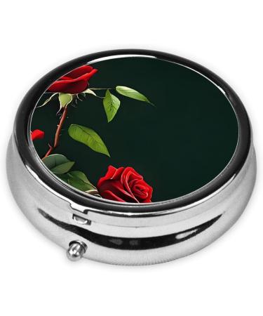 Red Roses Mini Round Pill Box | 3 Compartment Travel Organizer | Portable Medicine Case for Home & Office - Buy Online on GoSupps.com