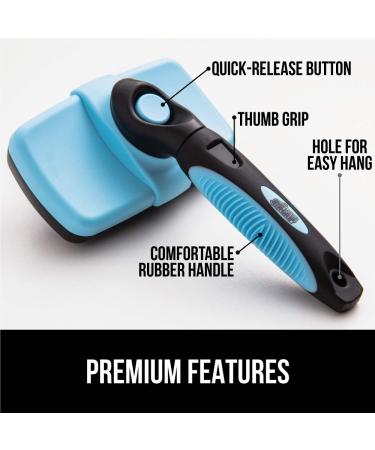 Gorilla Grip Self Cleaning Pet Slicker Brush for Dogs and Cats - Shedding and Dematting Tool for Long or Short Hair Pets - Detangle Undercoat Fur - Blue, 7.28 x 4.96 - Buy Online on GoSupps.com