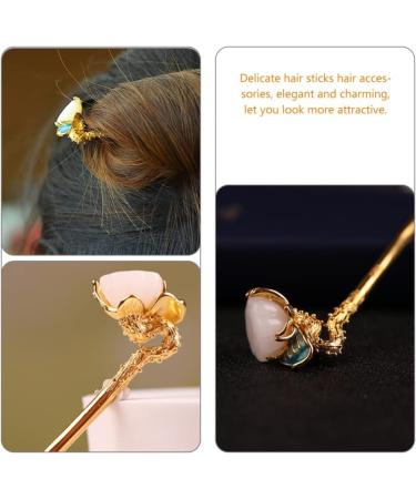 LALAFINA Hairpin Chinese Hair Sticks with Vintage Flower Hair Pin Womens Bridal Chinese Hair Accessories Vintage Hair Stick Hair Bun Pin Tiara Women's Jade Hair Clip Cloisonne - Buy Online on GoSupps.com