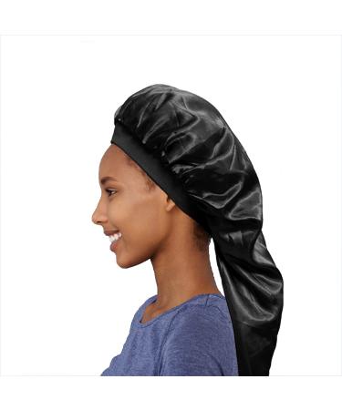 OWIIZI Satin Bonnet - Extra Large Double Layer Sleep Cap for Long Hair - Black - Buy Online on GoSupps.com