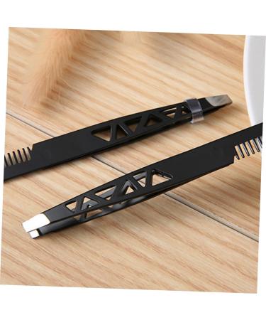 Healeeved Eyebrow Tweezers Set - 6 Dual Use Makeup Tools & Accessories for Perfect Brows | 3 Black Tweezers 10x1cm - Buy Online on GoSupps.com