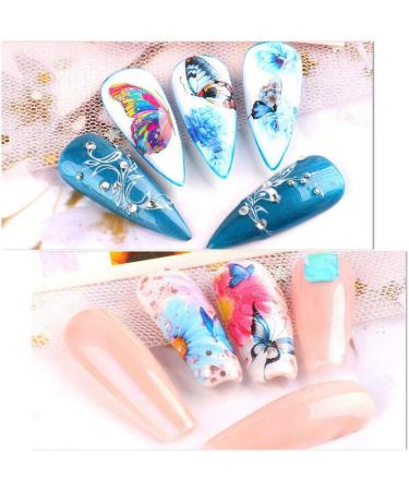 Butterfly Nail Art Stickers Colorful Butterflies Nail Art Stickers Decals Butterfly Design for Nails Art Design Water Transfer Decals Butterfly Nail Art Foil Sticker Set Manicure Tips Butterfly Nail - Buy Online on GoSupps.com