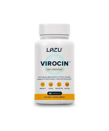 Lazu Virocin - Zinc Supplement - Zinc Ionophore | Zinc Vitamin C Vitamin D3 | Enhanced Immune Support and Rapid Absorption | 60 Capsules