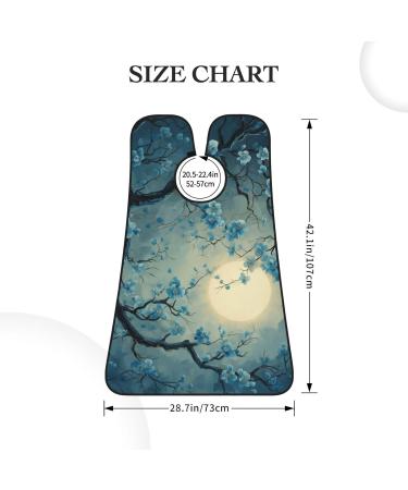 Moon & Blue Flowers Print Beard Bib Apron - Non-Stick Hair Catcher for Men | Perfect Shaving Gifts - One Size Black - Buy Online on GoSupps.com