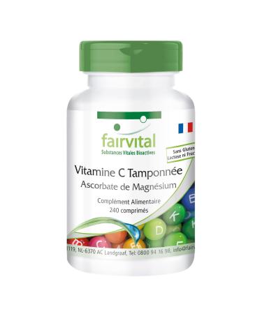 Fairvital | Vitamine C comme l'ascorbate de magn sium - boite de 8 mois - VEGAN - 240 comprim s - facile sur l'estomac