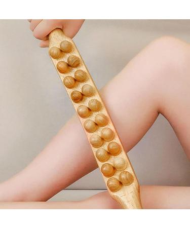 Gua Sha Wooden Stick with 20 Pearls - Lymphatic Drainage & Muscle Relaxation Massage Tool for Neck Back Legs & Body - Premium Wooden Massage Roller - Buy Online on GoSupps.com