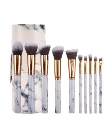Makeup Brush Set 10-Piece Makeup Brush Set With Brush Barrel Marble Texture Handle Makeup Brush Portable Beauty Brush Set Tool for Ladies and Girls (Color : B Size : O) O B