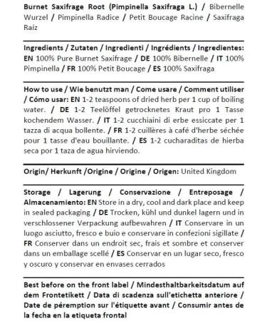 Health Embassy Burnet Saxifrage Root Tea | Pimpinella Saxifraga L | Petit Boucage Racine Tisane (100g) - Buy Online on GoSupps.com