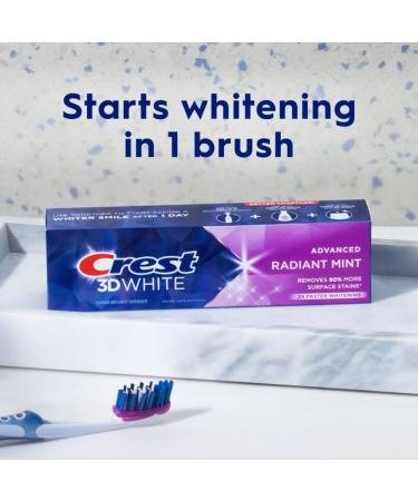 Crest 3D White Advanced Teeth Whitening Toothpaste Crest 3D White Brilliance Toothpaste Radiant Mint 3.3 oz Pack of 3 - Buy Online on GoSupps.com