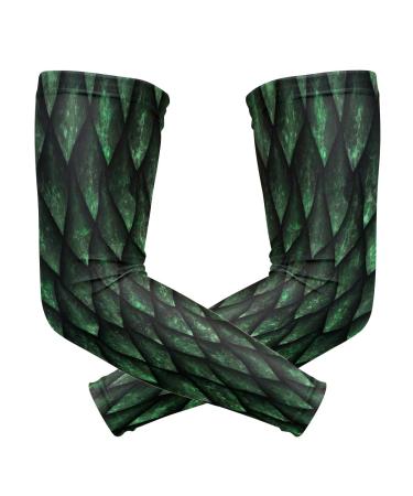 ZZKKO Dragon American Flag Cooling Arm Sleeves Cover Uv Sun Protection for Men Women Green