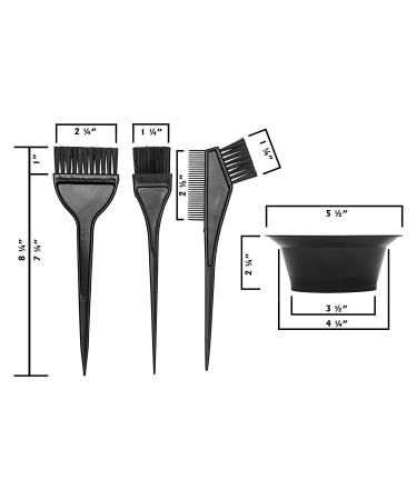 HF Haute Fashion Hair Coloring Dye Brushes with Bowl Kit - Set of 4 | For Men and Women | Black | 3 Brushes & Mixing Bowl - Buy Online on GoSupps.com