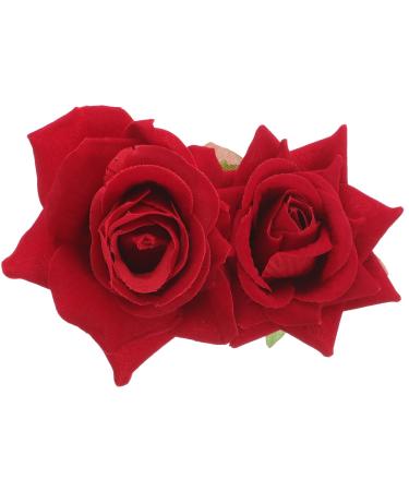 SOLUSTRE Flower Hairpin Rose Hair Clip Elegant Flower Bobby Pin Women Rose Flower Hair Accessories for Ladies Girls Valentines Day Decoration Red