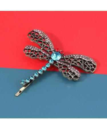 Vintage Rhinestone Dragonfly Hair Clips Set - Elegant Alloy Barrettes for Women - Buy Online on GoSupps.com