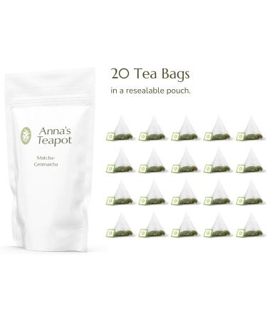 Anna's Teapot Matcha Toasted Rice - Organic Japanese Green Tea Matcha-Genmaicha - 20 Pyramid Teabags in a Resealable Pouch 20 Teabags - Buy Online on GoSupps.com