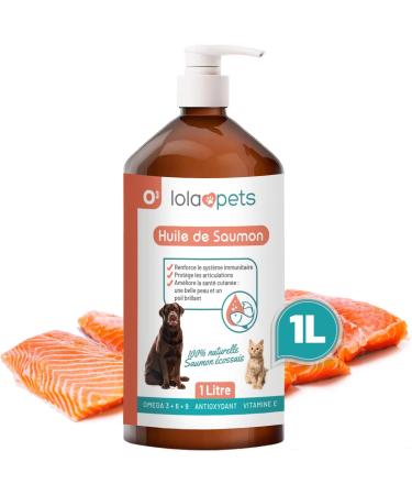 Salmon Oil for Dogs and Cats 1 Liter - Norway 100% Natural - Cold Pressed - Rich in Omega 3+6+9 and Vitamin E | with Practical Measuring Cup (Brown) - Buy Online on GoSupps.com