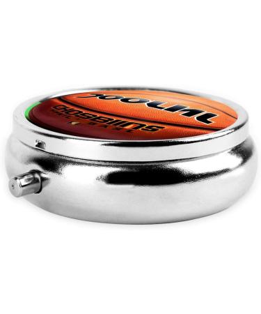 Basketball Background Round Pill Box - 3 Compartment Travel Organizer | Portable Pill Storage for Easy Traveling - Buy Online on GoSupps.com