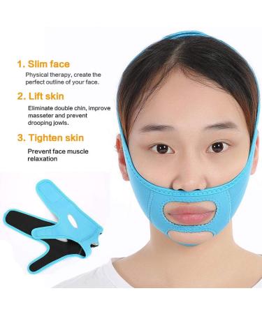 Face Slimming Mask | V-Shaped Face Lift Bandage for Double Chin Reduction | Beauty & Weight Loss (Blue) - Buy Online on GoSupps.com