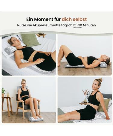 BRELLAVIO Acupressure Massage Mat with Pillow - Acupuncture Relaxation for Back Neck Shoulder & Foot - Gray Tension Relief Sting Mat - Buy Online on GoSupps.com