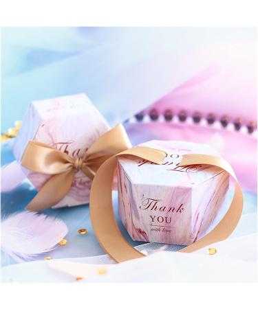 Candy Box Creative Romantic Marbled Candy Box Wedding Supplies And Pink Party Supplies Baby Shower Paper Sweet Chocolate (25/50/100 Pcs) (Color : Purple Ribbon Size : 50pcs) - Buy Online on GoSupps.com