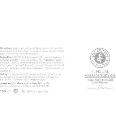 Sensual Aromatherapy Massage Oil / Body Oil (Ylang Ylang Patchouli & Sandalwood) Aromatherapy Massage Oil made with 100% Natural Cold Pressed Oils Vitamin E and Pure Essential Oils / Handmade / Natural / Vegan / Cruelty Free - Buy Online on GoSupps.com