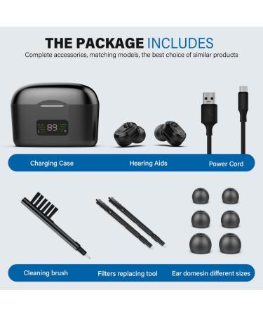 Rechargeable Hearing Aids for Seniors Adults with Noise Cancelling Digital Hearing Amplifiers LED Remaining Power Display 150hrs Backup Power Pair (Black) - Buy Online on GoSupps.com