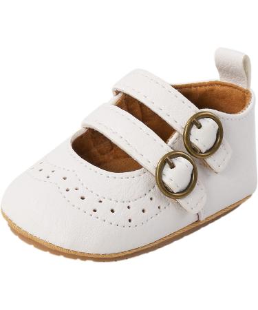 Baby Girls Mary Jane First Walking Shoes | Anti-Slip PU Leather | Infant Shoes 0-6 Months | White - Buy Online on GoSupps.com