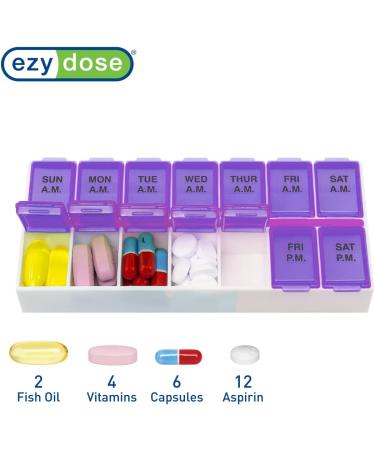 Ezy Dose Weekly AM/PM Pill Organizer - 7-Day Vitamin Case & Medicine Box (Pack of 3) - Medium Compartments for International Shipping - Buy Online on GoSupps.com