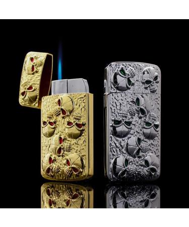 2 (Pcs) Metal Skull Jet Torch Lighter Refillable Butane and Adjustable Lighters Jet Flame Windproof Lighter Birthday Outdoor BBQ Candles (No Methane Gas) - Buy Online on GoSupps.com