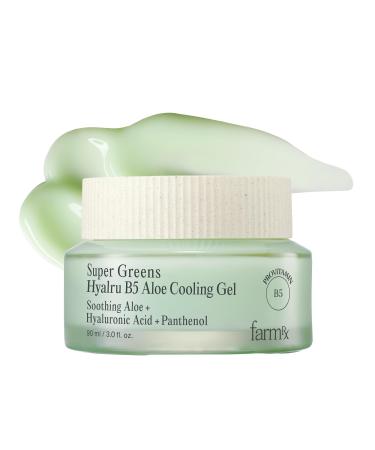 Farm Rx Super Greens Hyalru B5 Aloe Cooling Gel Cream (3fl oz) - Ultra-Lightweight Moisturizer Plumping Hydration. Korean Skin Care. Hyaluronic Acid Panthenol Vegan.