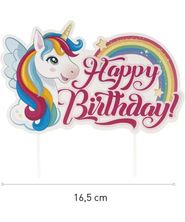 dekora - Cake Decoration Birthday Happy Birthday Cake Topper Unicorn Tesia Made of Paper - 17.5 x 15 cm - Buy Online on GoSupps.com