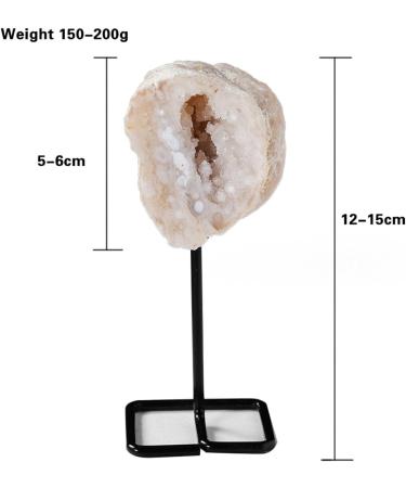 Natural Agate Slice with Metal Stand Crystal Geode Raw Crystal White Crystal Clusters Minerals Specimen Geode Agate Stone for Crystal and Home Decor PEIQIYIN Stone Mineral Specimen - Buy Online on GoSupps.com