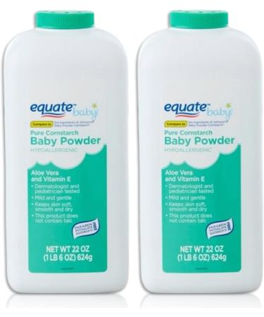 Pure Cornstarch Baby Powder Bundle - 2x 22oz Canisters with Aloe Vera & Vitamin E, Compressed Facial Sponge - Buy Online on GoSupps.com