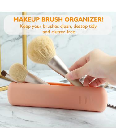 Travel Makeup Brush Holder - DEERLET Silicone Organizer Case with Magnetic Closure | Portable & Sleek Pink Makeup Brush Travel Case - Buy Online on GoSupps.com