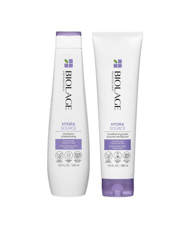Biolage Hydra Source Shampoo & Conditioning Balm Set | Hydrates & Moisturizes Hair | For Dry Hair | Paraben & Silicone-Free | Vegan Shampoo & Conditioner 13.5 Fl Oz 9.5 Fl Oz - Buy Online on GoSupps.com