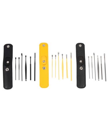 Healvian Earbuds Cleaner 3 Sets of Earwax Removal Tool Ear Spoon Set Stainless Steel Ear Spoon Ear Wax Picker Cleaner Earwax Removal Kit Ear Clean Supplies with PU Case Limpiador De Oidos